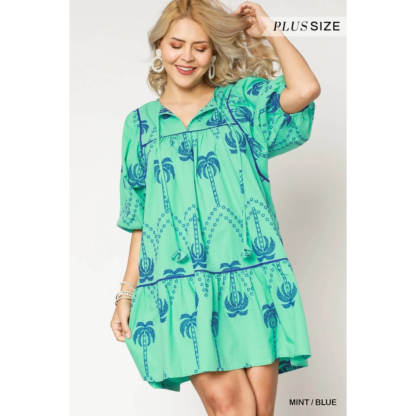 Umgee Boho Embroidered Babydoll Dress - Plus