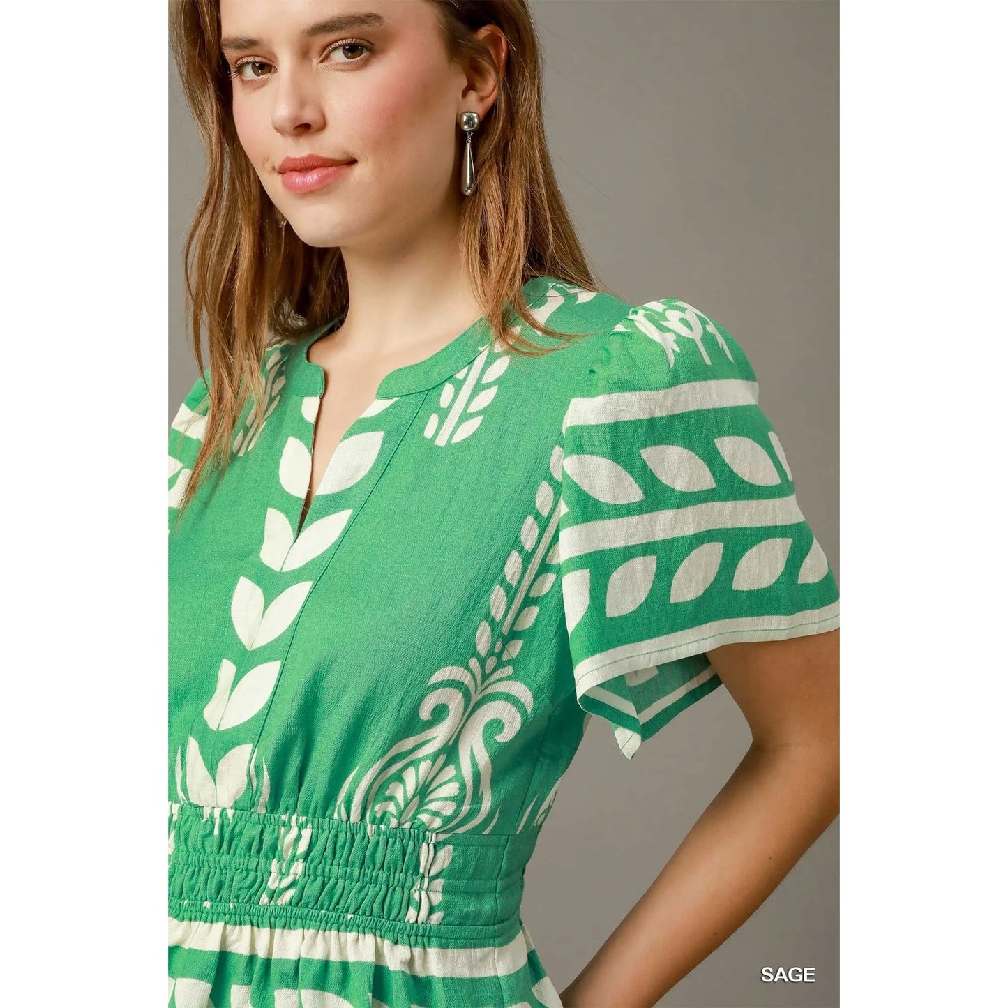 Umgee Boho Peplum Smocked Waist Blouse