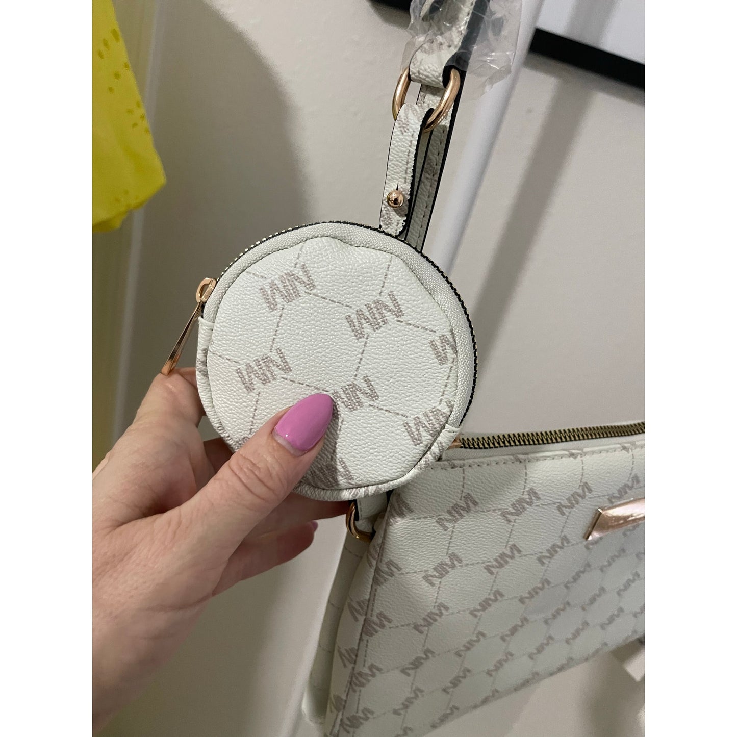 Nicole Miller Ivory Signature Logo Crossbody
