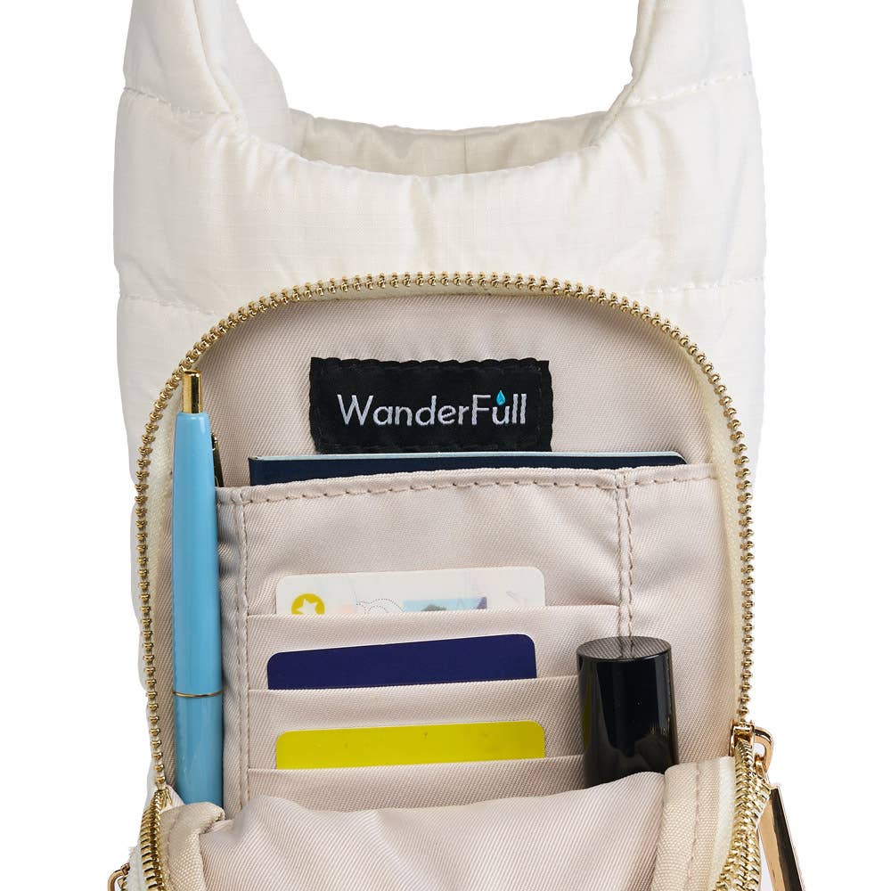 WanderFull - White Ripstop HydroBag with Green, White Navy Striped Strap
