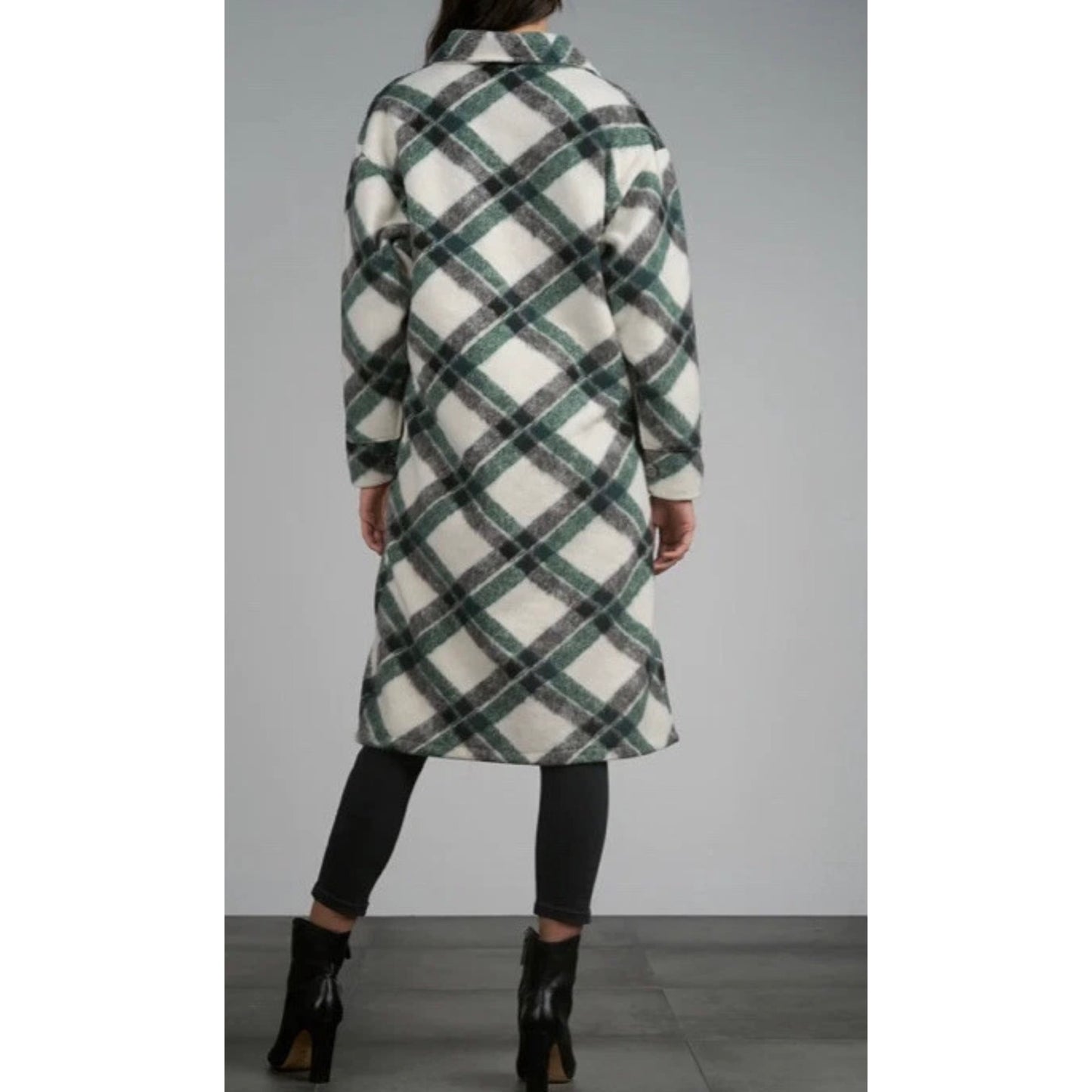 Elan Oversized Green Plaid Shirt Jacket