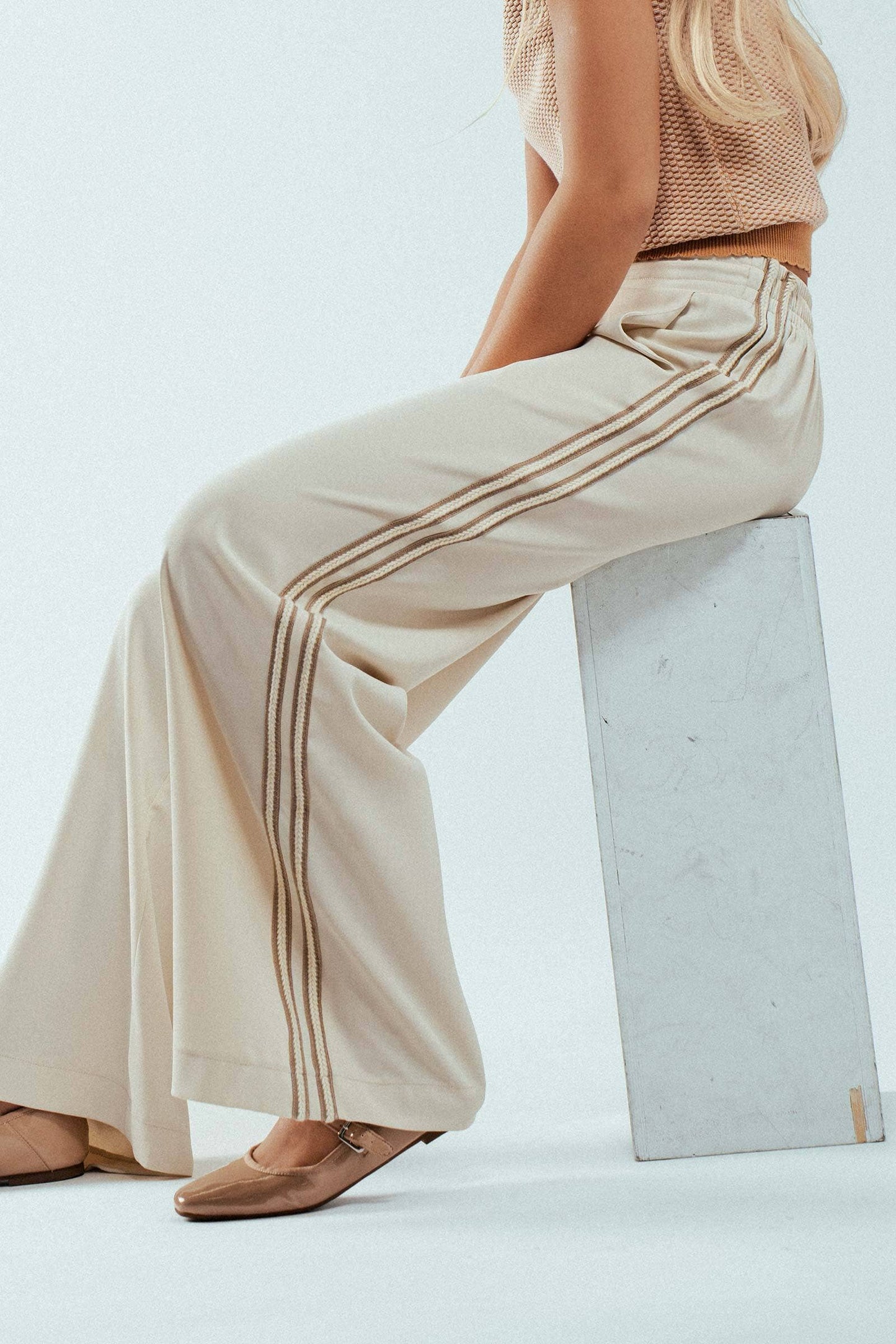 Urban Daizy Wide Leg Drawstring Stripe Lounge Pants