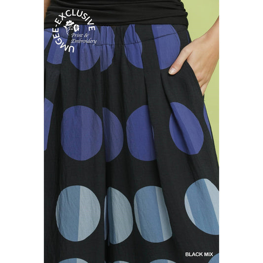 Umgee Oversized Dot Print Wide Leg Pants