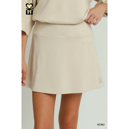 Umgee LUXEKNIT Mid-Rise Skort With Slit