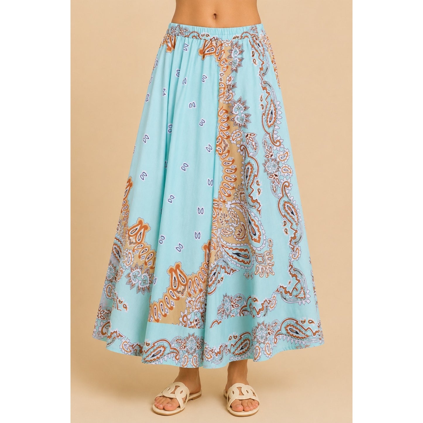 Gold & Silver Paris Success Blue Maxi Skirt