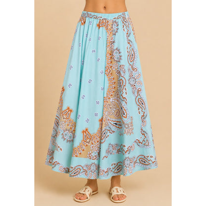 Gold & Silver Paris Success Blue Maxi Skirt