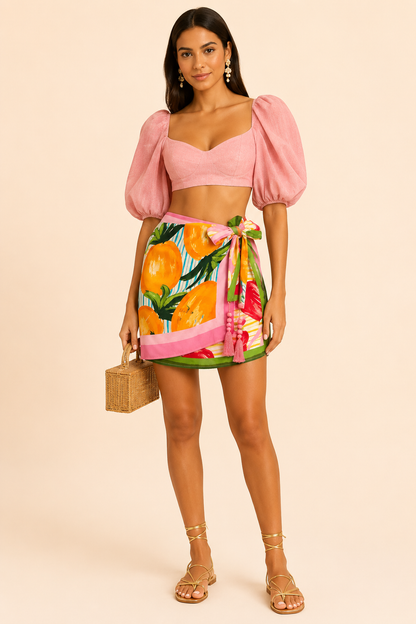 Farm Rio Fruits Scarves Mini Skirt