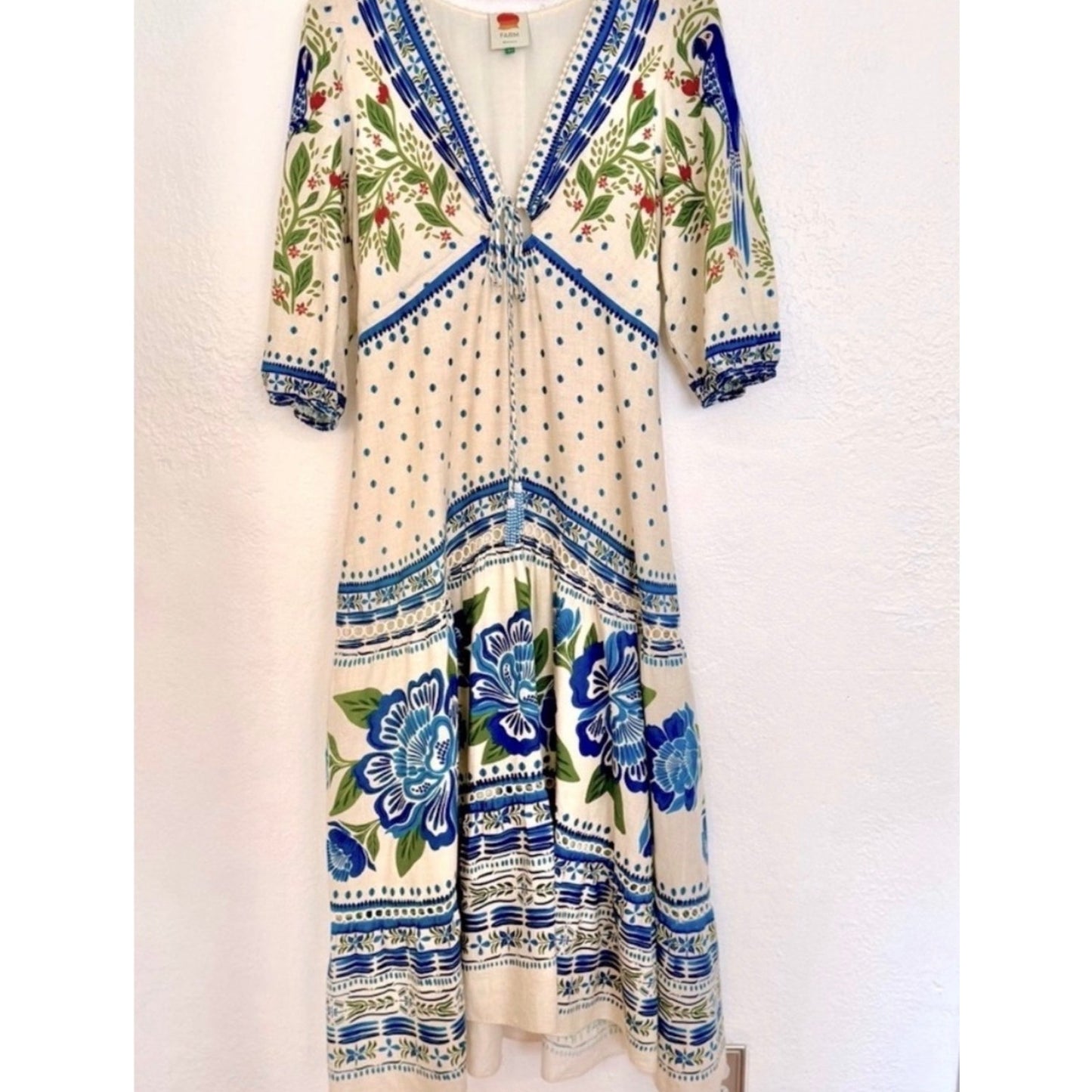 Farm Rio Blue and White Floral Maxi