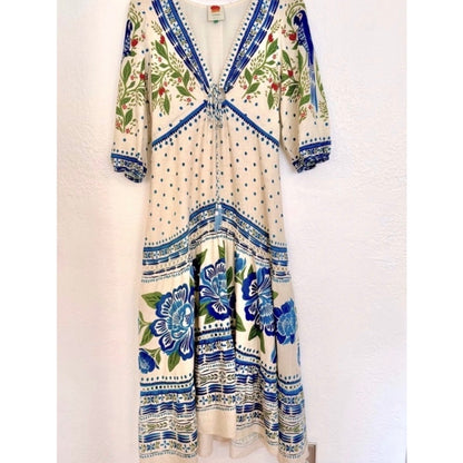 Farm Rio Blue and White Floral Maxi
