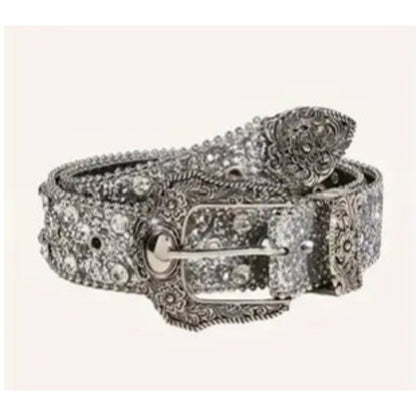 Silver Glittery and Rhinestone Western Belt