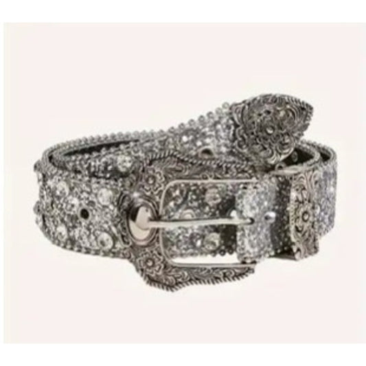 Silver Glittery and Rhinestone Western Belt