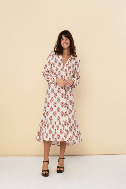 Juana Dress in Red/White