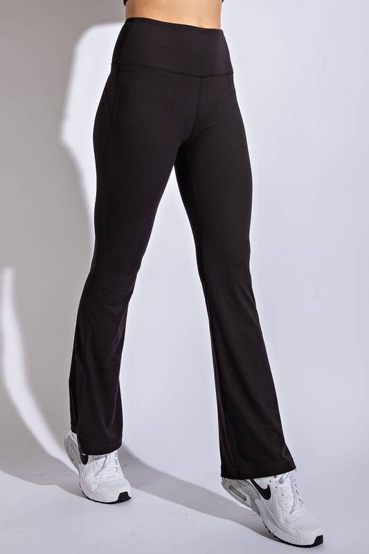 Sunday Morning Hi-Waist Bell Bottom Yoga Pants - Black or Green