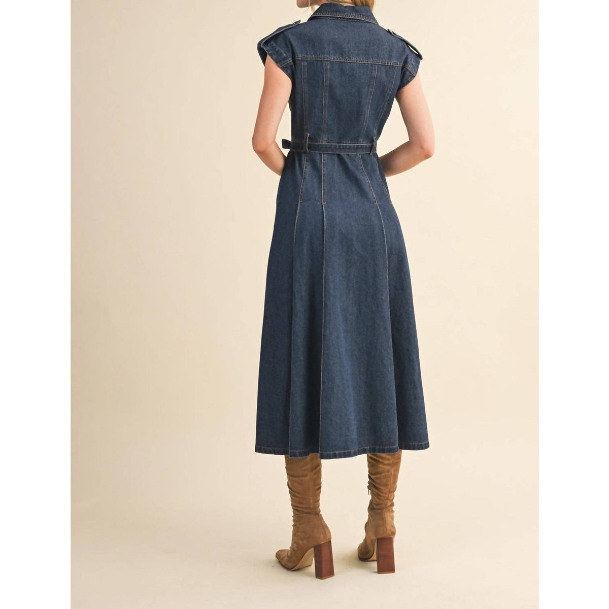 Kelsis Denim Midi Dress In Blue