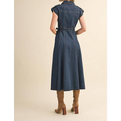 Kelsis Denim Midi Dress In Blue