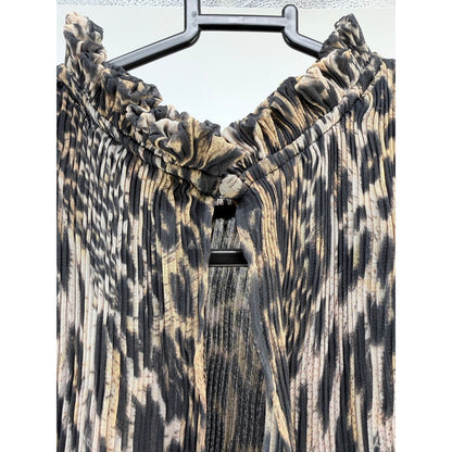 Allsaints Antheia Kiku Leopard-print Pleated Recycled-polyester Mini Dress