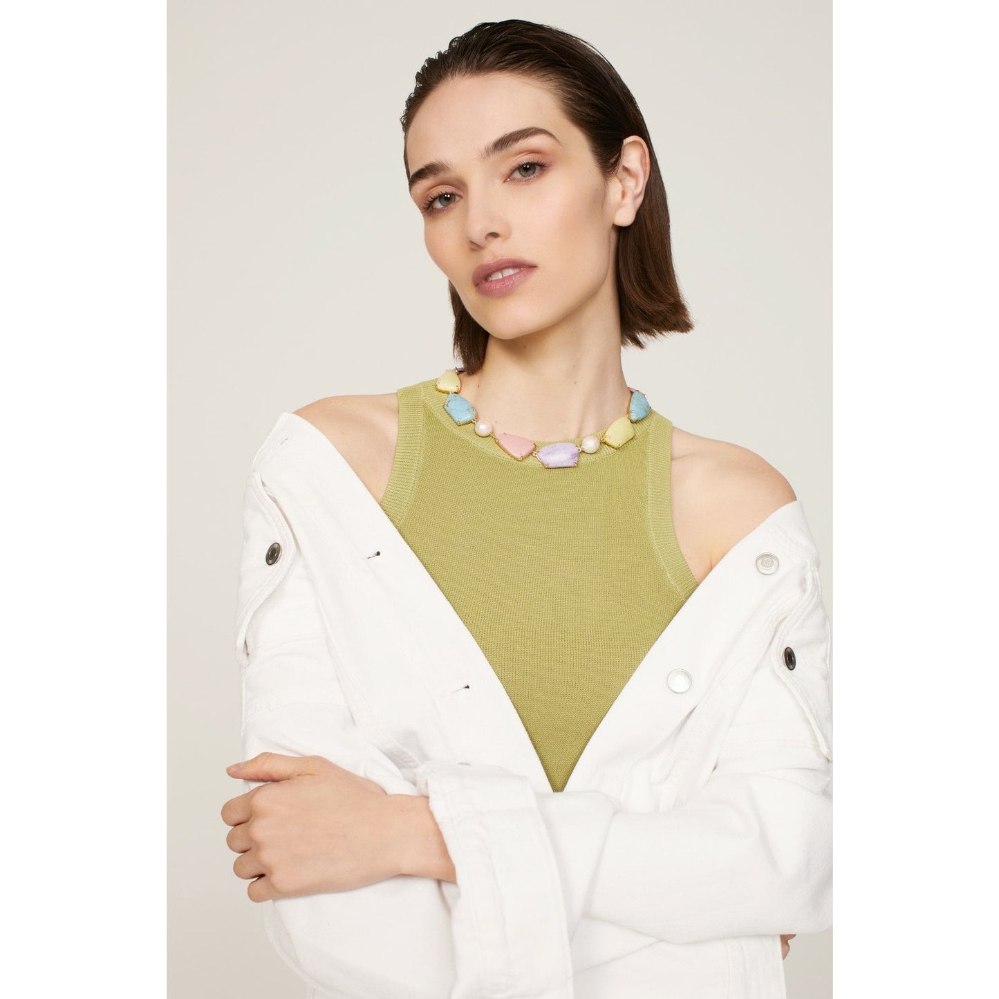 Lele Sadoughi Pearl and Pebble Collar Necklace and Earrings Set