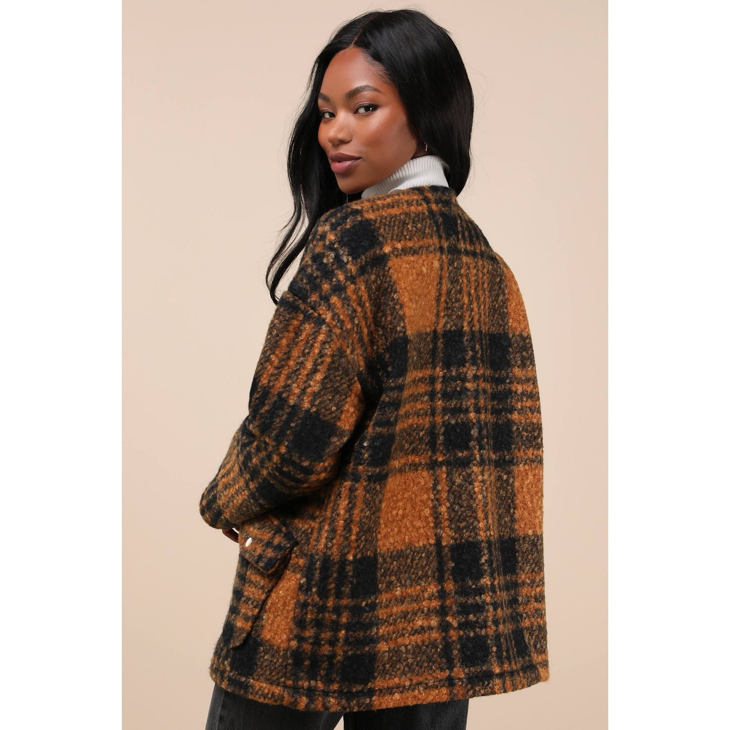 Native Youth Boucle Toggle Checked Jacket