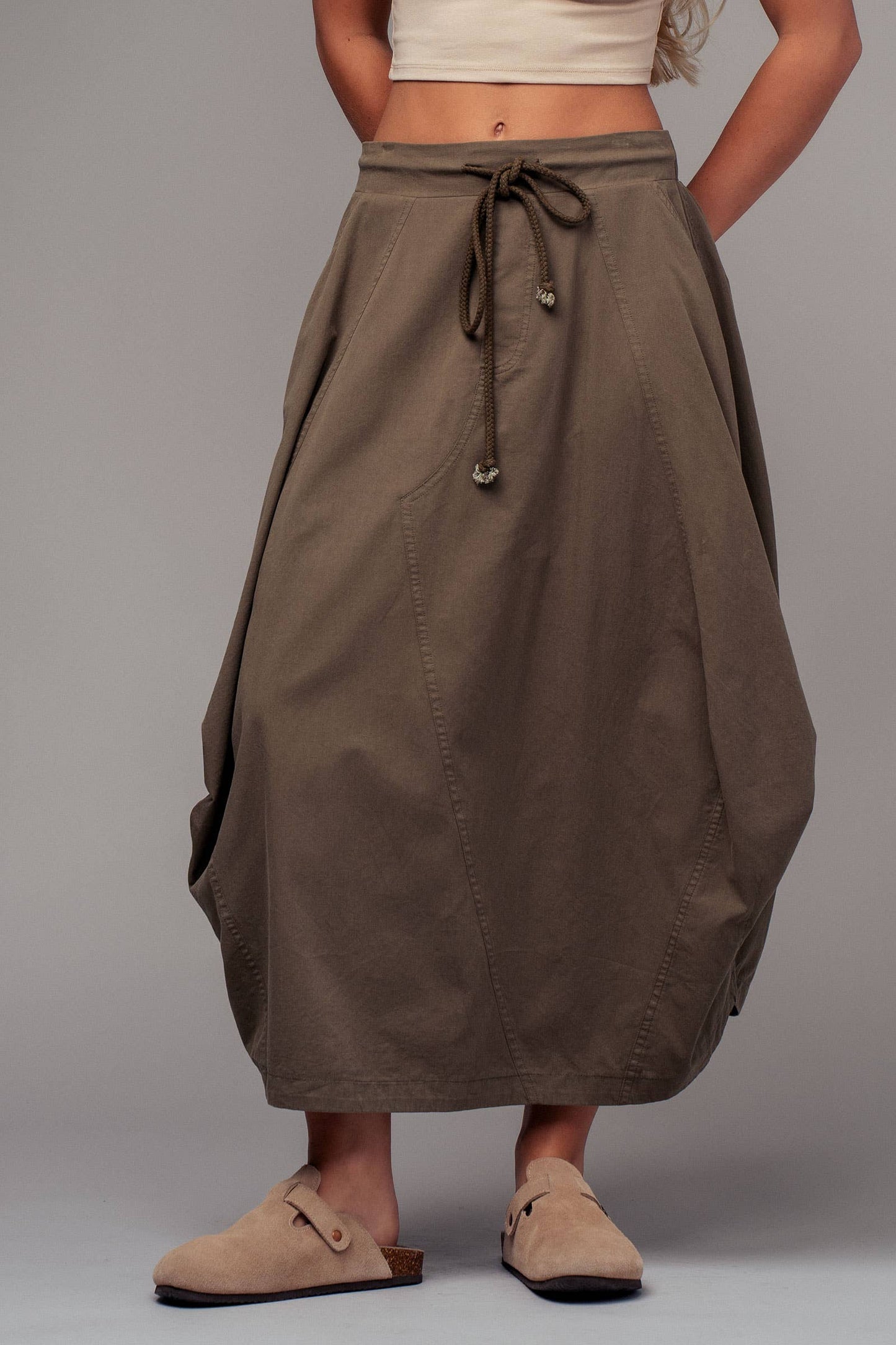 Urban Daizy Balloon Hem Drawstring Maxi Skirt