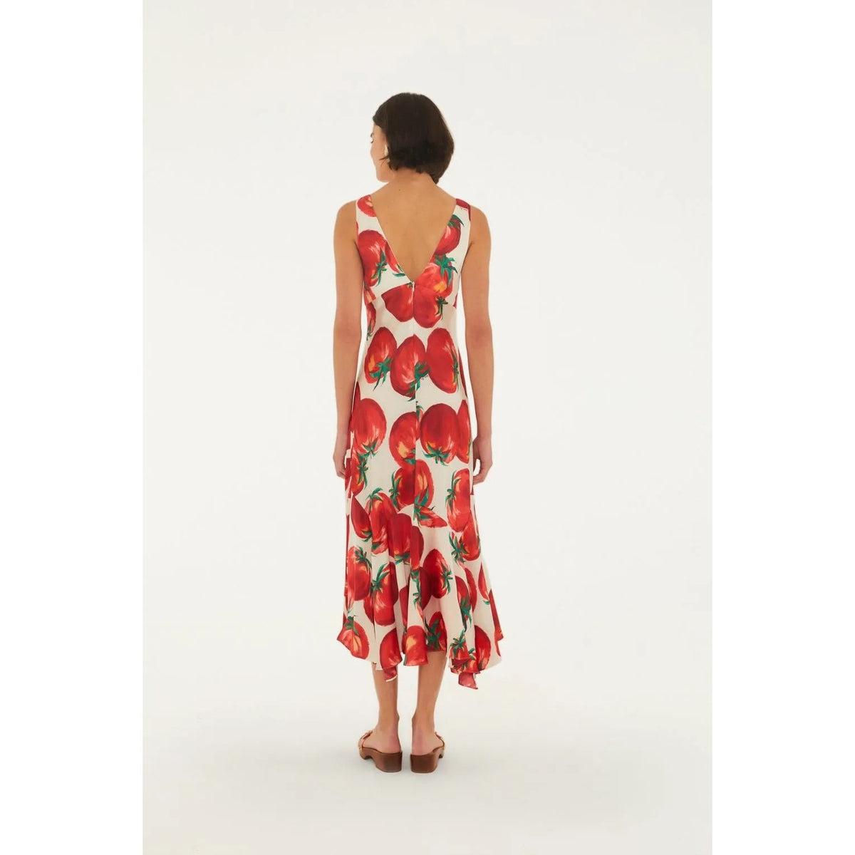 Farm Rio Tomato Printed Pointed Dress