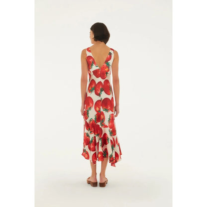 Farm Rio Tomato Printed Pointed Dress