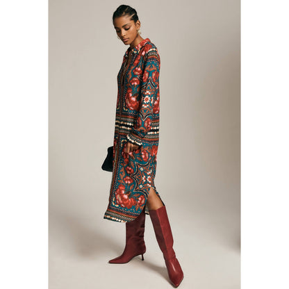 Farm Rio Long-Sleeve Shirt Dress