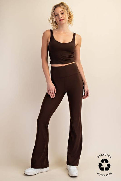 Sunday Morning Hi-Waist Bell Bottom Yoga Pants - Black or Green