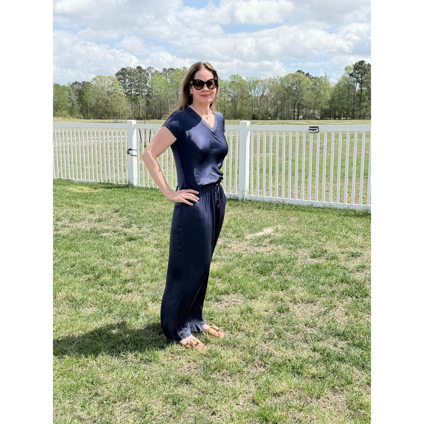Scandal Italy Navy Lola Wide Leg pants