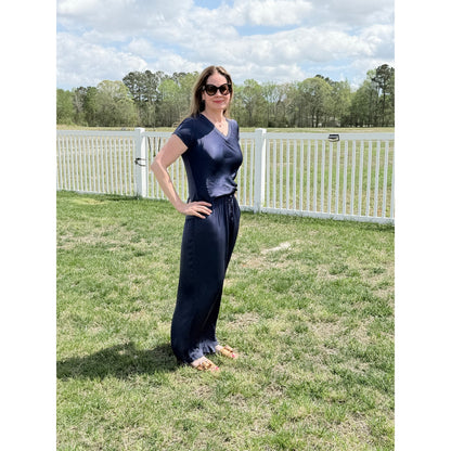 Scandal Italy Navy Lola Wide Leg pants