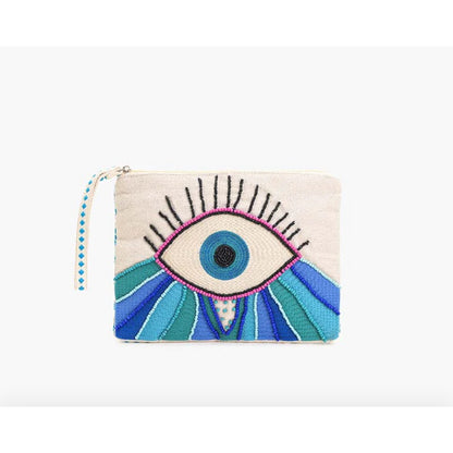 Wanderlust Evil Eye Embellished Wristlet Clutch
