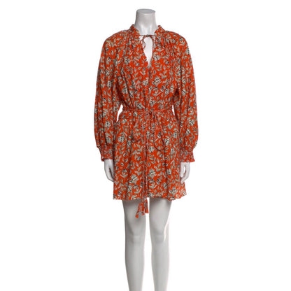 Alice + Olivia Lilian Belted Floral Print Linen-Blend Mini Dress