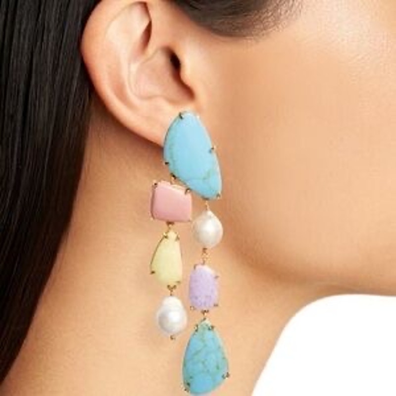 Lele Sadoughi Pearl and Pebble Collar Necklace and Earrings Set