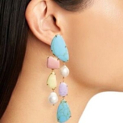 Lele Sadoughi Pearl and Pebble Collar Necklace and Earrings Set