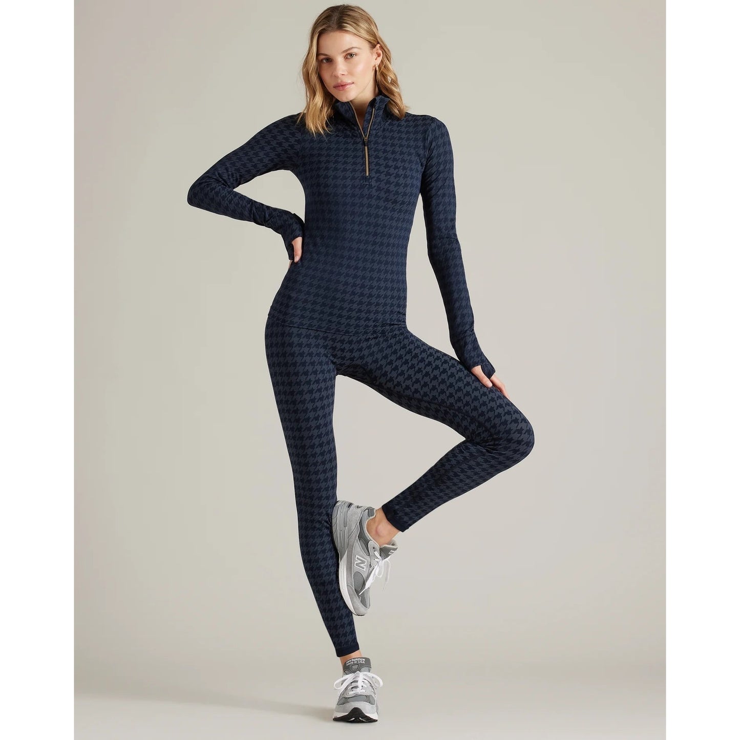 Rhone Blue Houndstooth Seamless 1/4 Zip