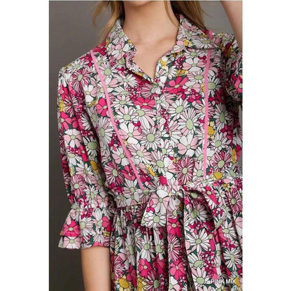 Umgee Floral Belted Dress