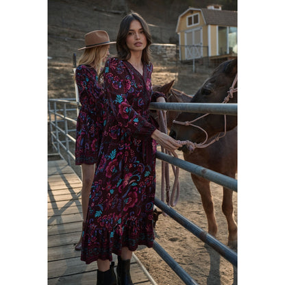 Sugarlips Tory Paisley Mindie Wrap Midi Dress - XS-3X