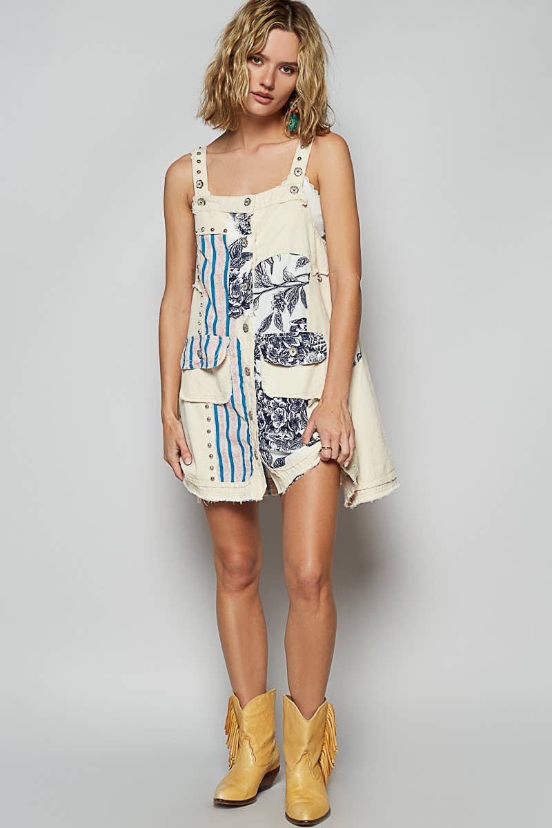 Pol Clothing Floral print contrast twill mini dress