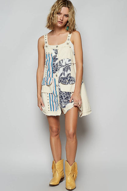 Pol Clothing Floral print contrast twill mini dress