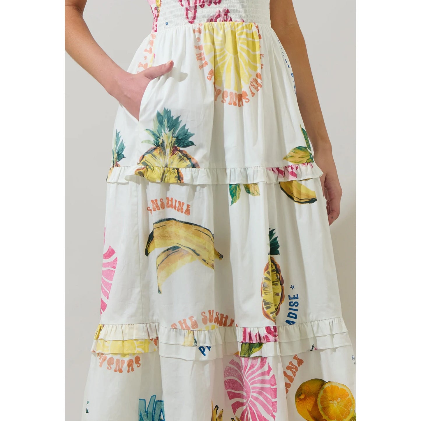 SugarLips Zahra Island Palmer Poplin Tiered Maxi Dress