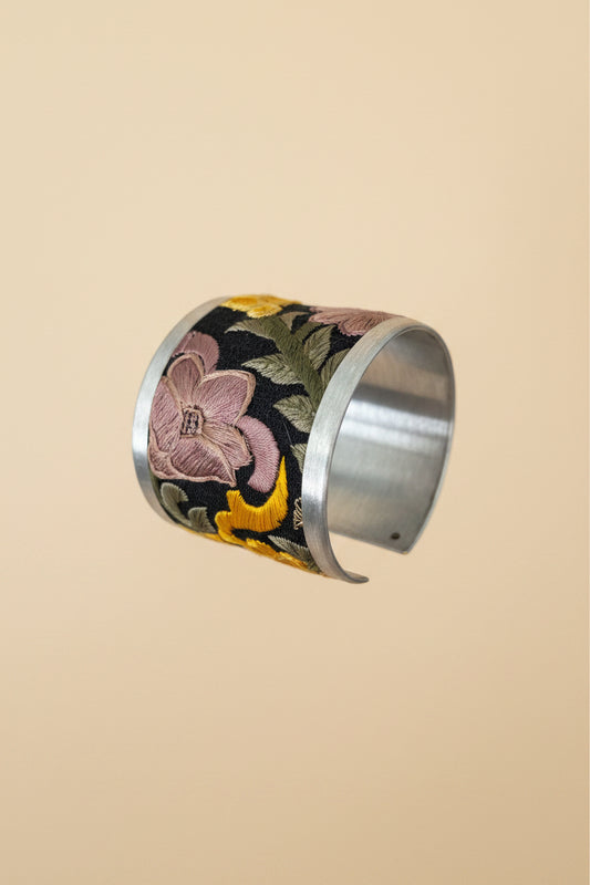 ZAD Yellow Flower Embroidery Cuff Bracelet