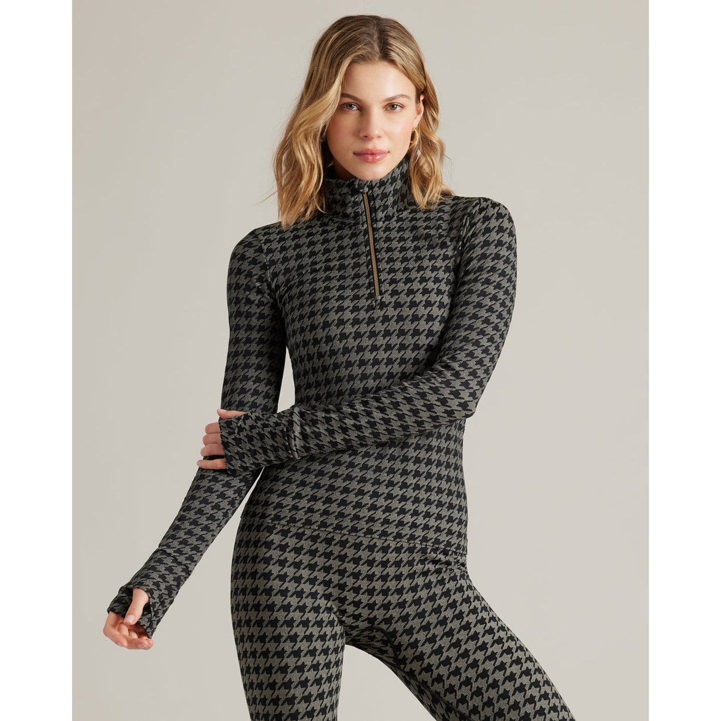 Rhone Black Houndstooth Seamless 1/4 Zip