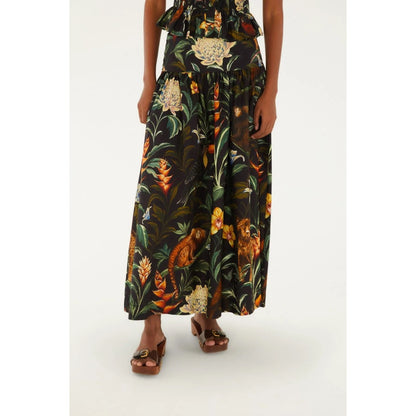 Farm Rio Night Fauna Printed Maxi Skirt