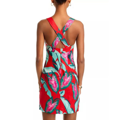 FARM Rio Red Summer Foliage Mini Dress