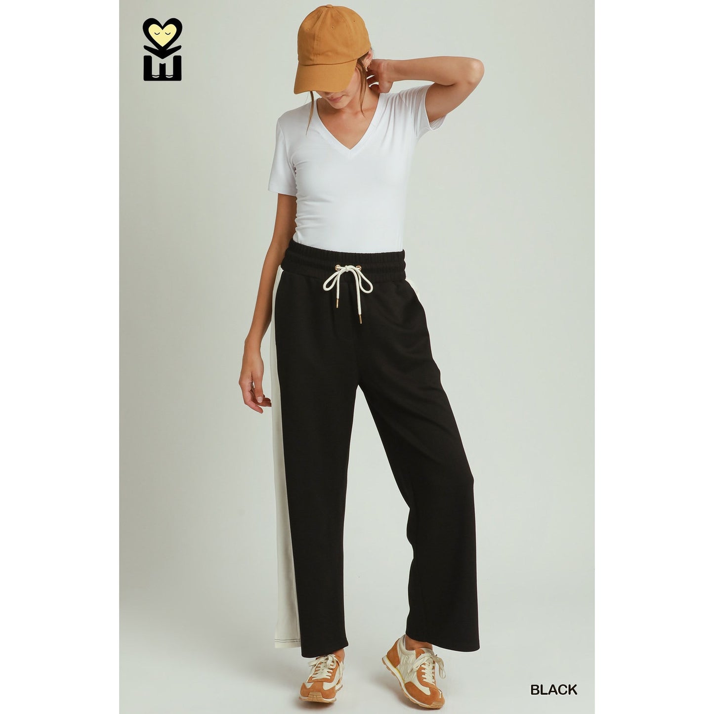 Umgee Black LUXEKNIT Contrast Straight Leg Pants