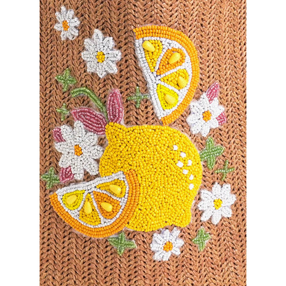 Daisy Citrus Straw Tote