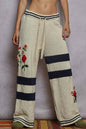 Pol Clothing Striped pattern 3D embroidered detail chenille sweater pants