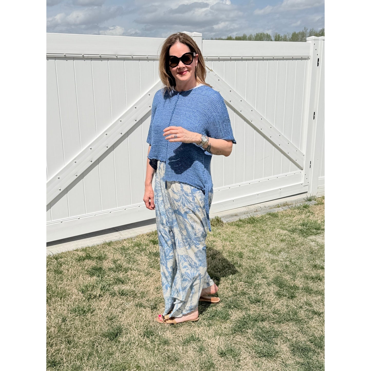 Scandal Italy Blue Knitted Asymmetrical Lightweight Spring Blue Top