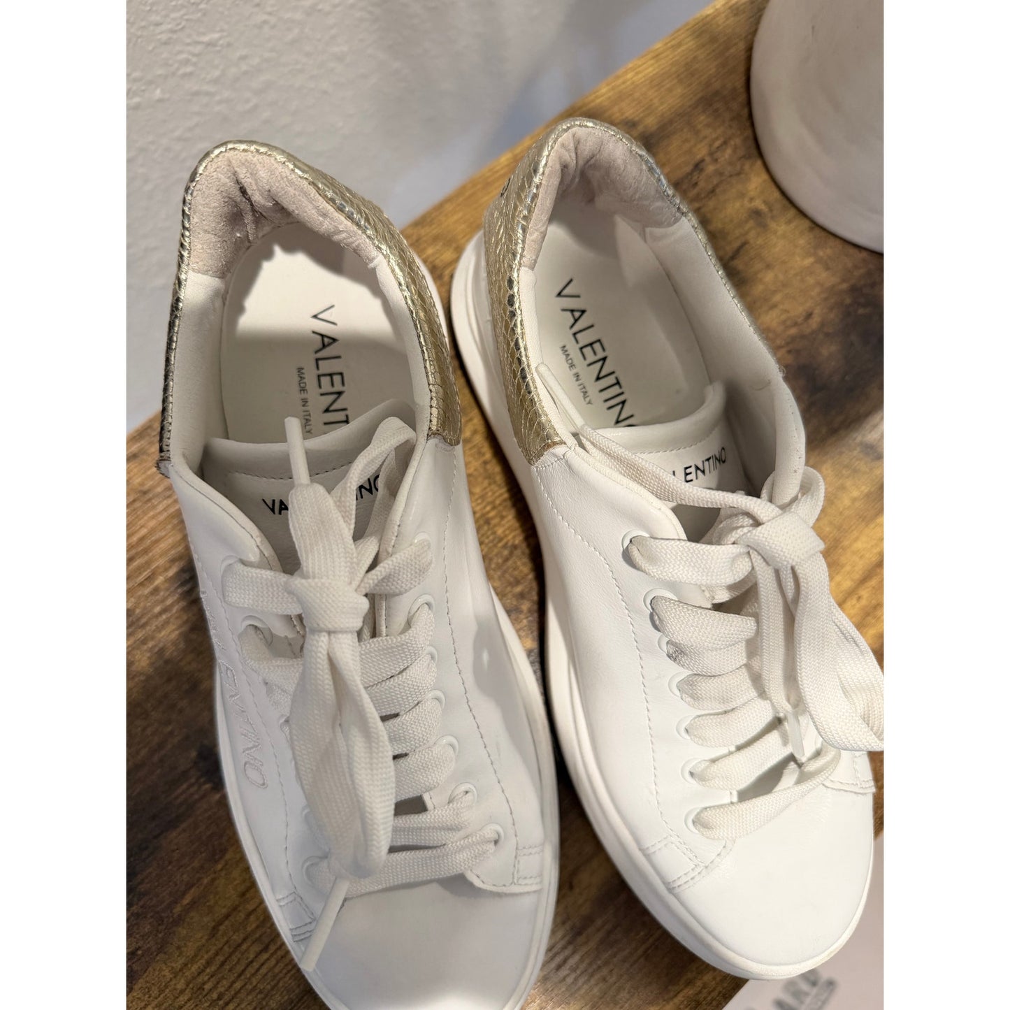 Valentino White Leather Women's Sneakers, Size 8.5