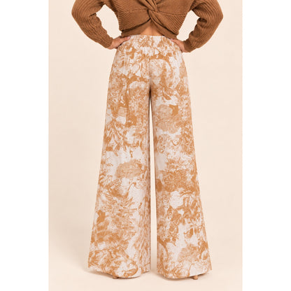 Scandal Italy Caramel and Cream Wide Leg Micah Pants