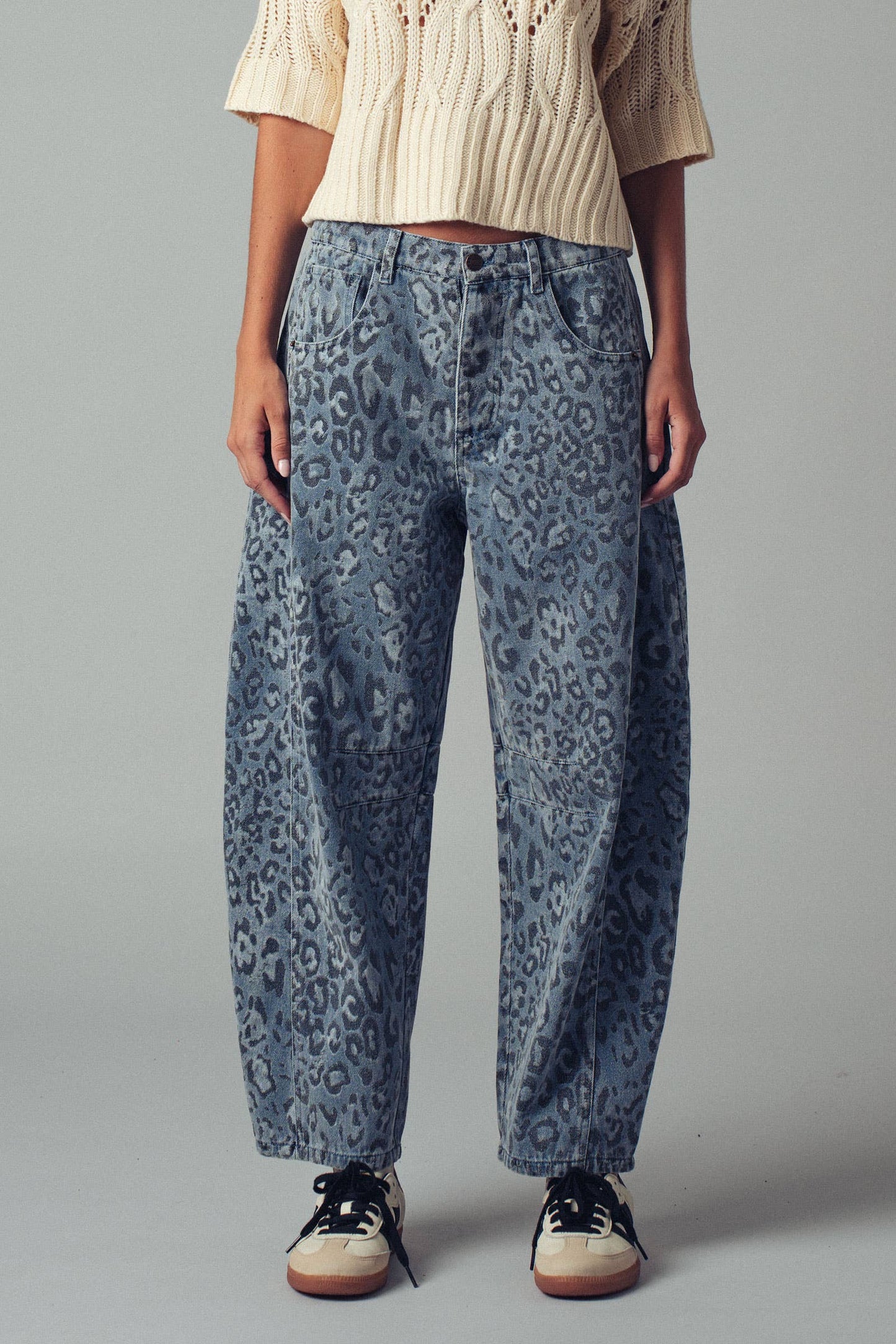 Urban Daizy Leopard Print Relaxed Straight Denim Pants